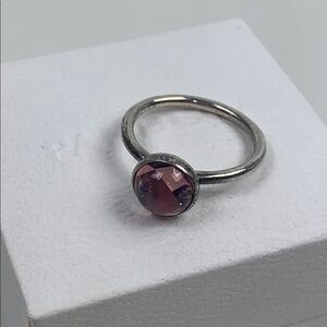 Pandora Pink Poetic droplet Silver Ring Size 52 (6) Retired Ring Rare